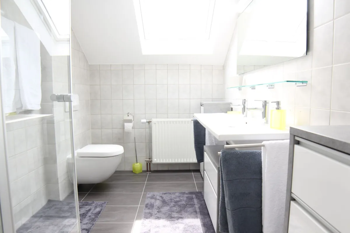 Tageslicht-Bad mit Dusche und WC